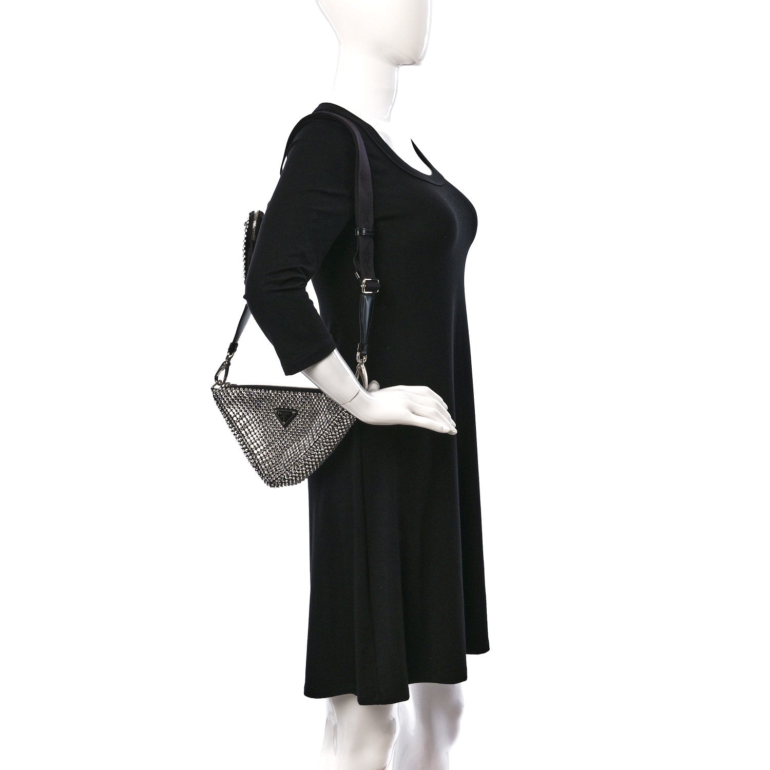 Prada Satin Crystal Triangle Shoulder Bag Cristal 2 of 8