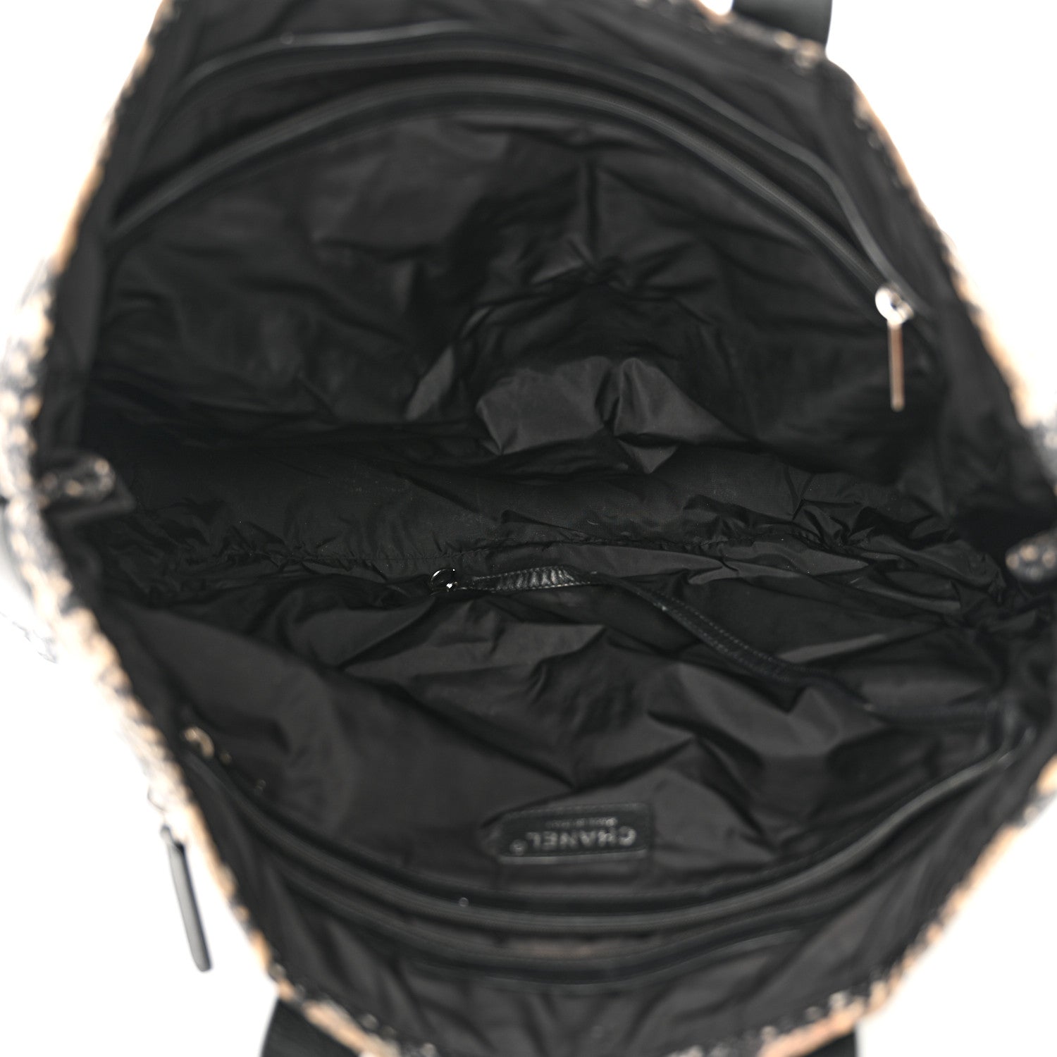 Chanel Lambskin Nylon Tweed Printed Tote Black White 5 of 21