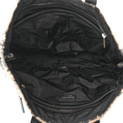 Chanel Lambskin Nylon Tweed Printed Tote Black White 5 of 21