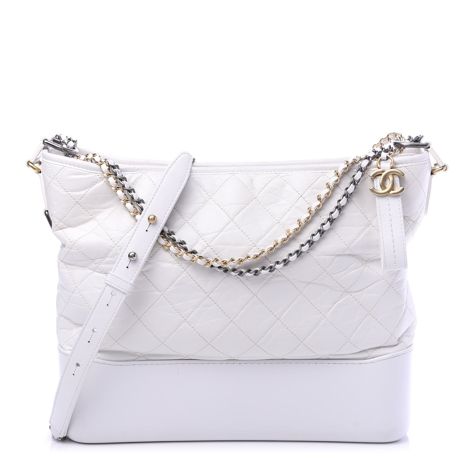 Chanel Aged Calfskin Quilted Large Gabrielle Hobo White 1 of 10