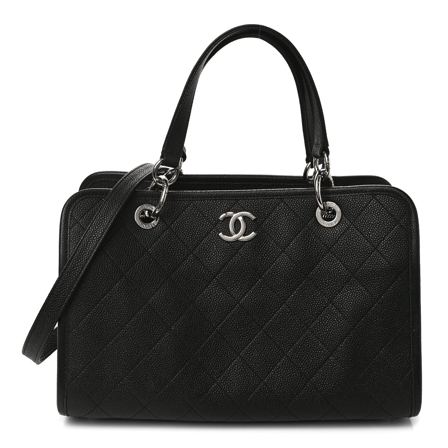 Caviar Stitched Shopping Tote Black