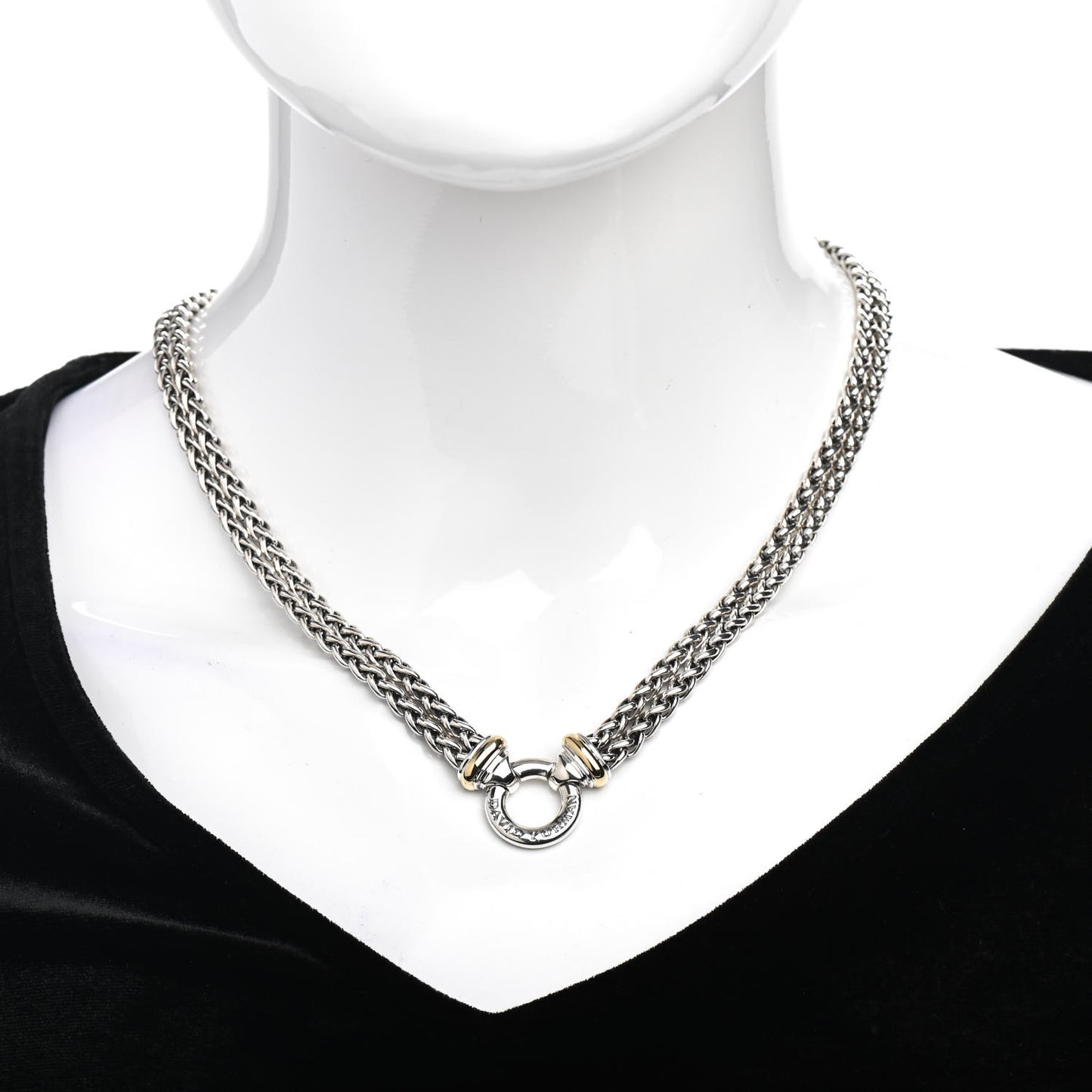 Sterling Silver 18K Yellow Gold 8mm Double Wheat Chain Necklace