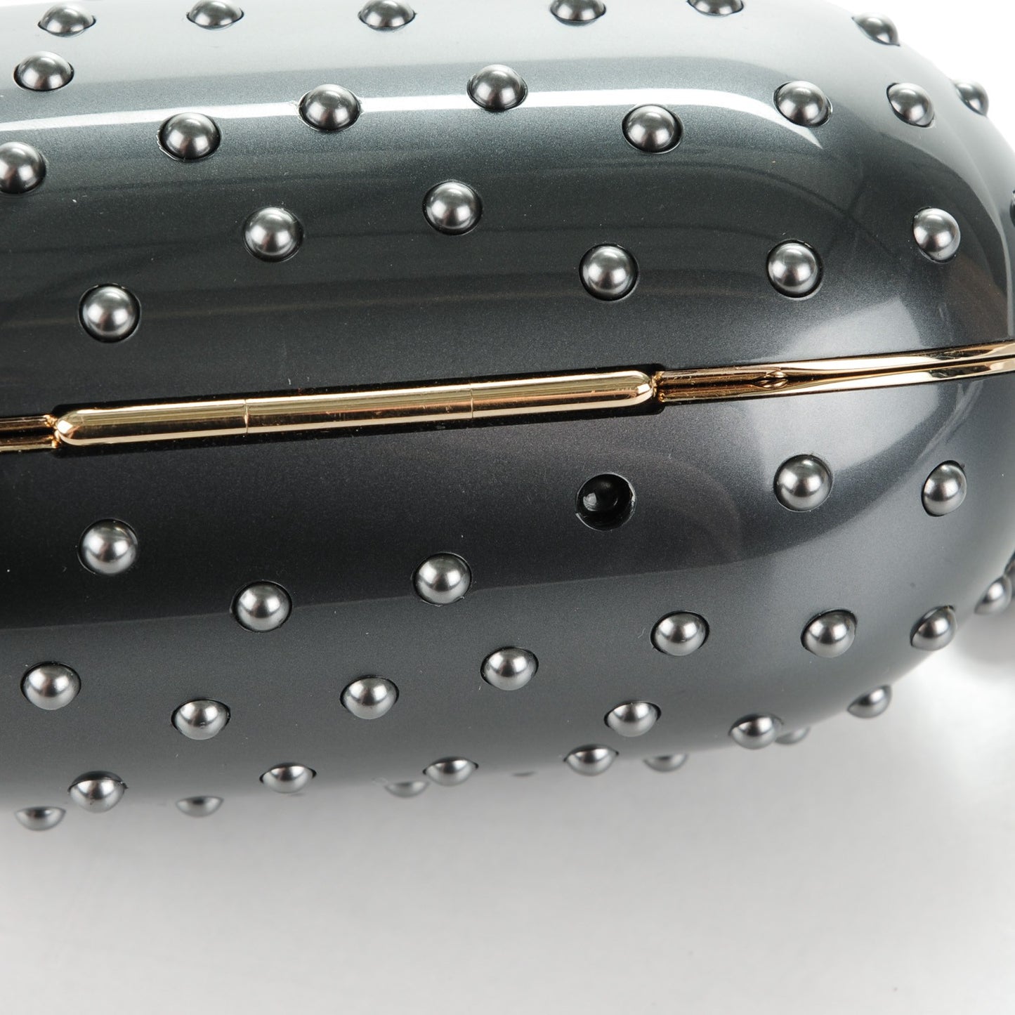 Resin Crystal Pearl Clutch Dark Grey