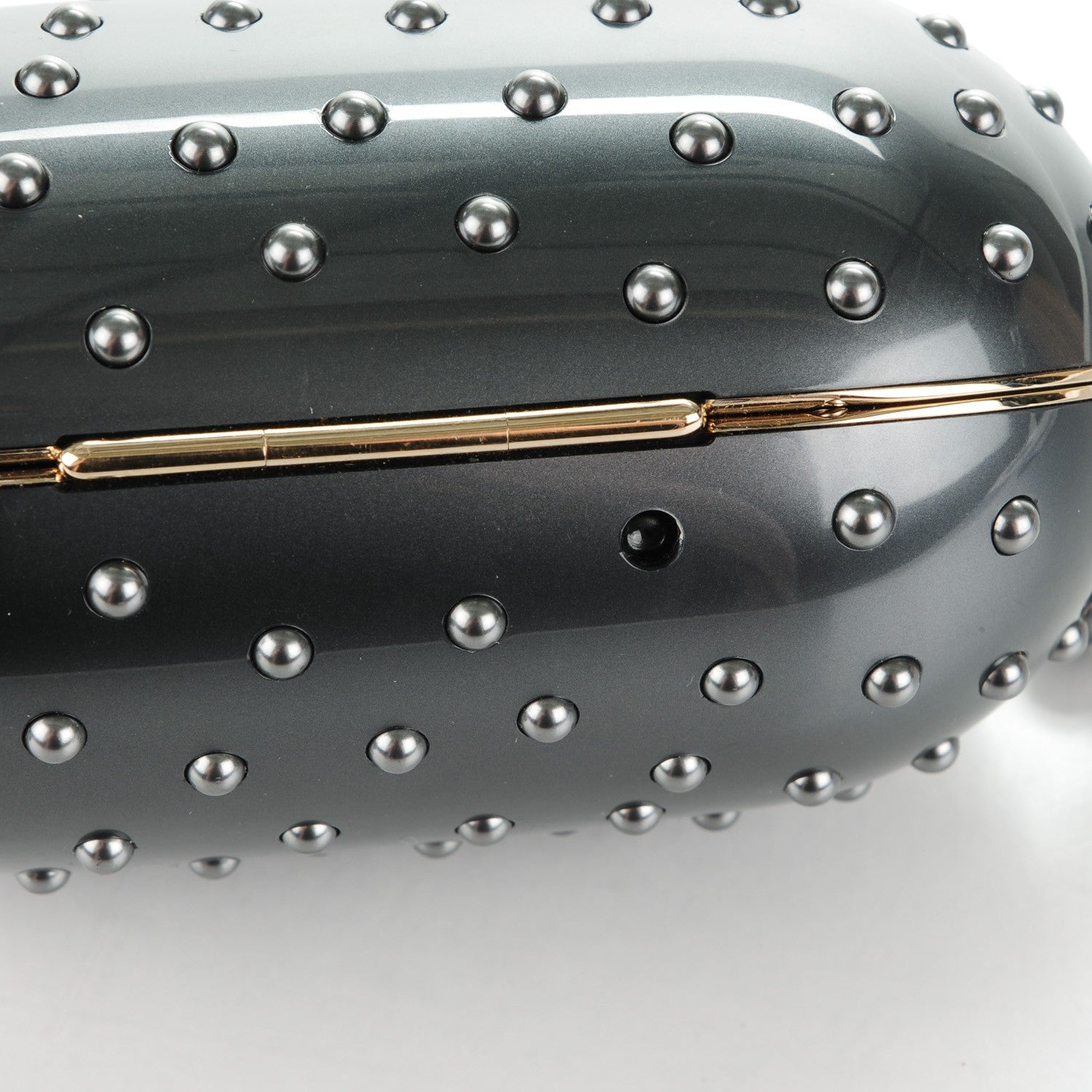 Chanel Resin Crystal Pearl Clutch Dark Grey 7 of 10