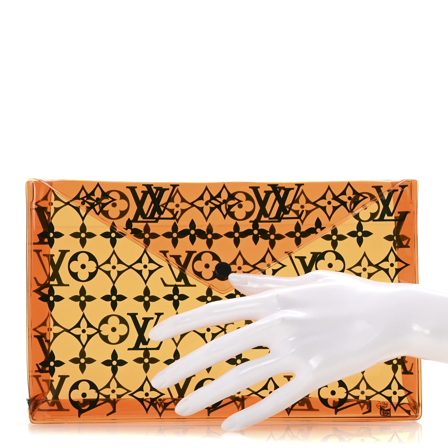 PVC Monogram Printed Envelope Pouch Orange