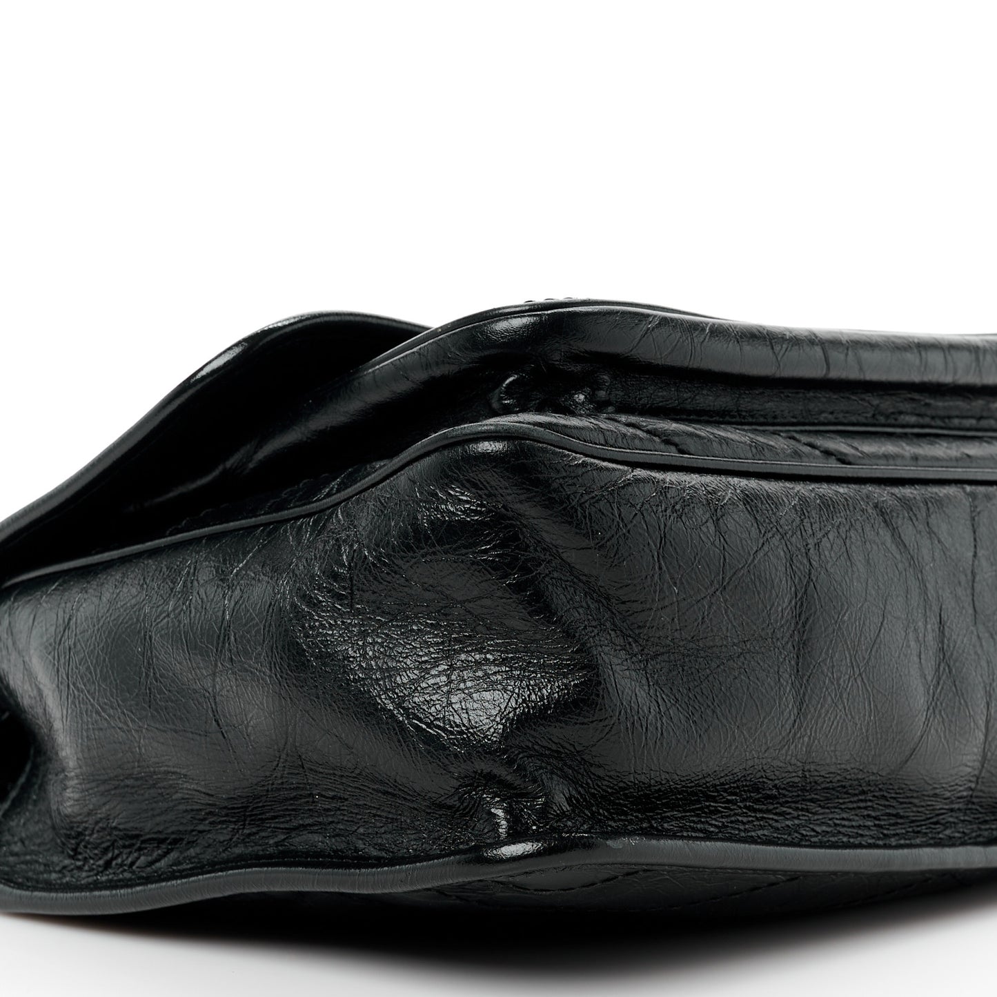 Crinkled Calfskin Matelasse Monogram Medium Niki Chain Satchel Black