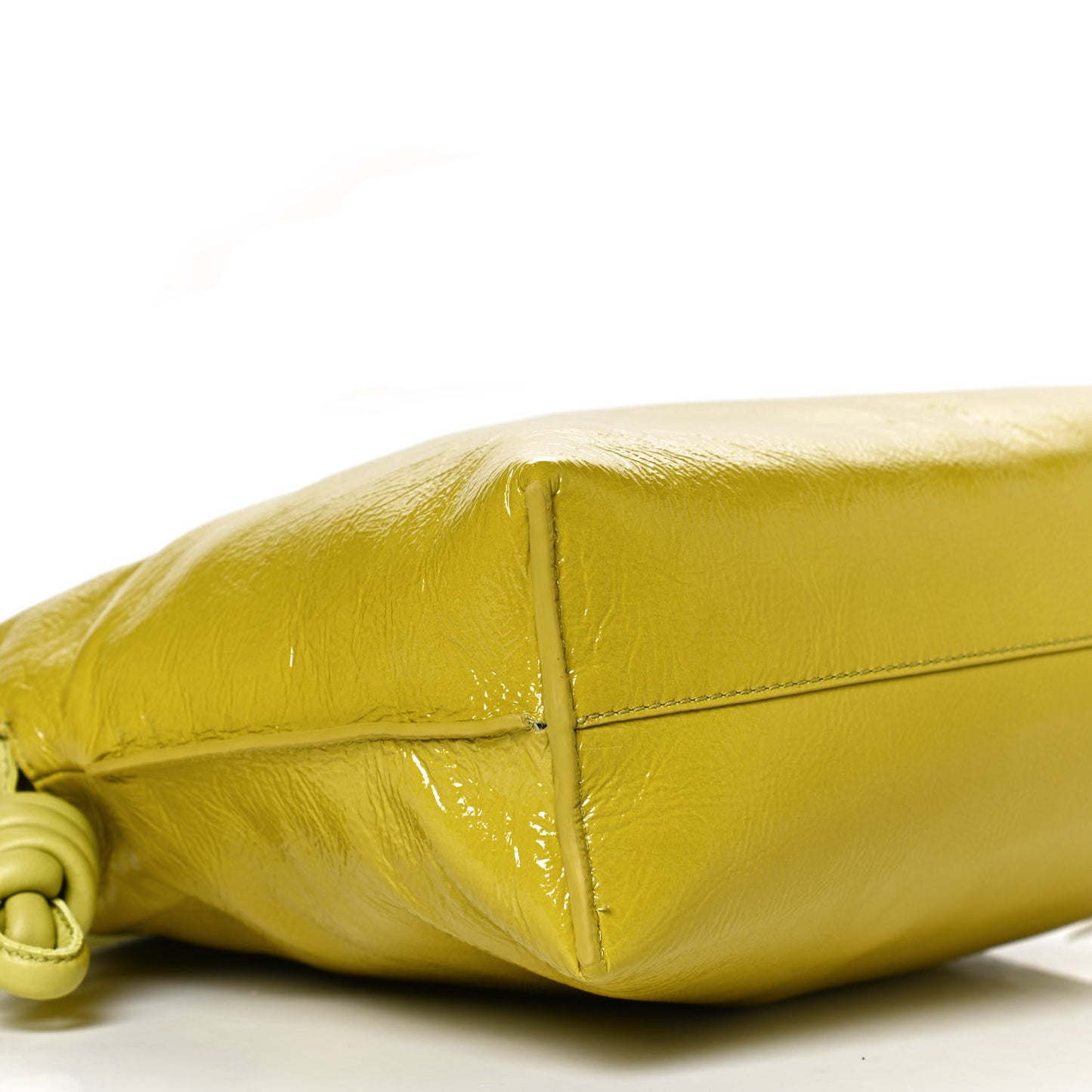 Crackle Patent Calfskin Small Flamenco Knot Bag Yellow