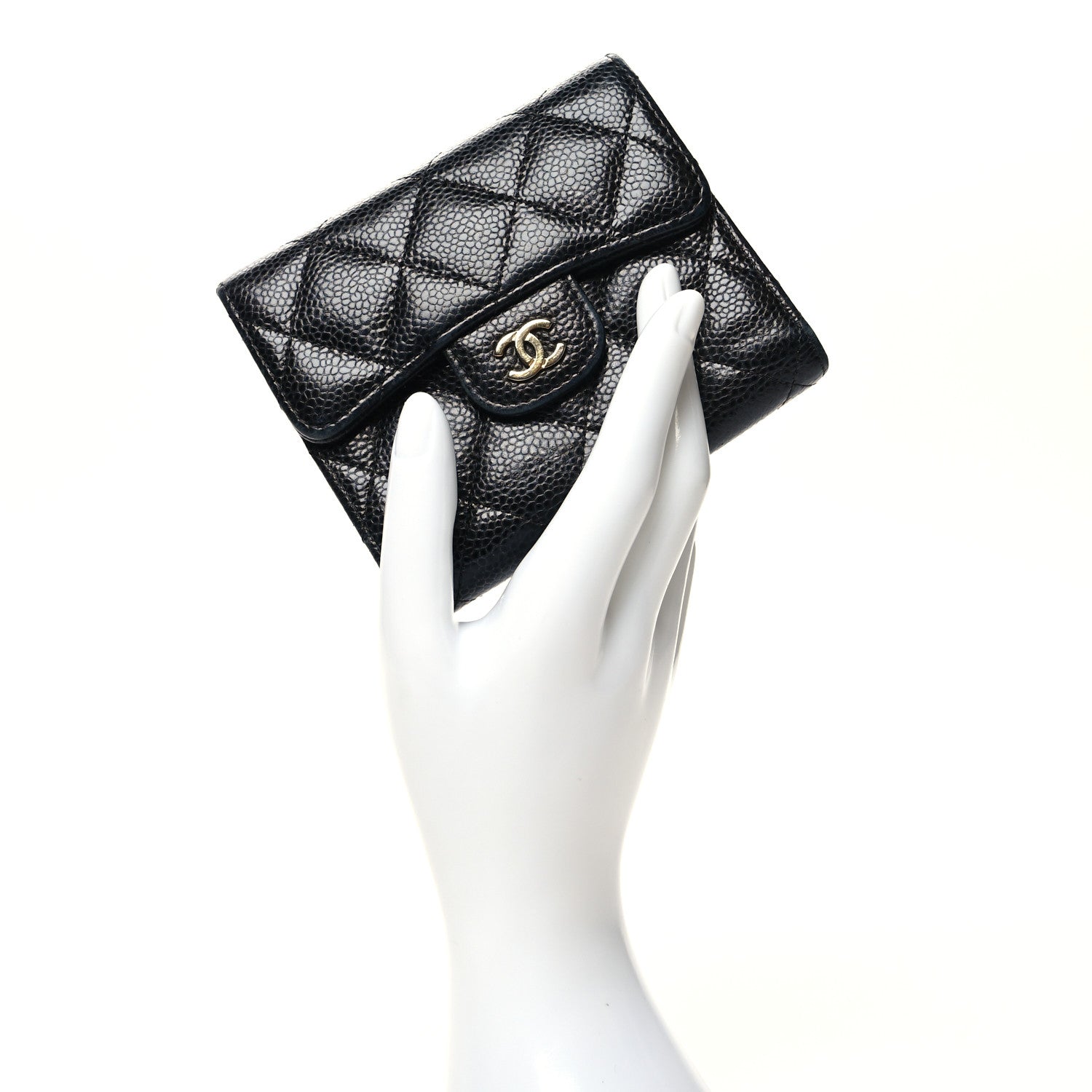 Chanel Caviar Quilted Compact Flap Wallet Black 2 of 12