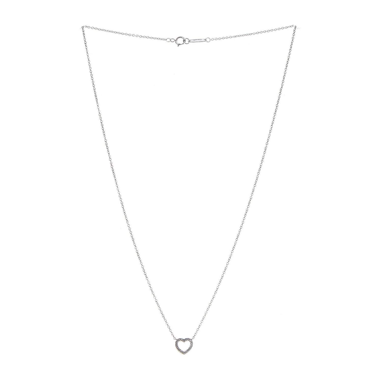 18K White Gold Diamond Metro Heart Pendant Necklace