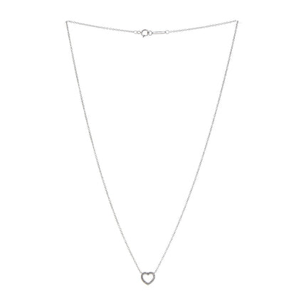 Tiffany 18K White Gold Diamond Metro Heart Pendant Necklace 3 of 7