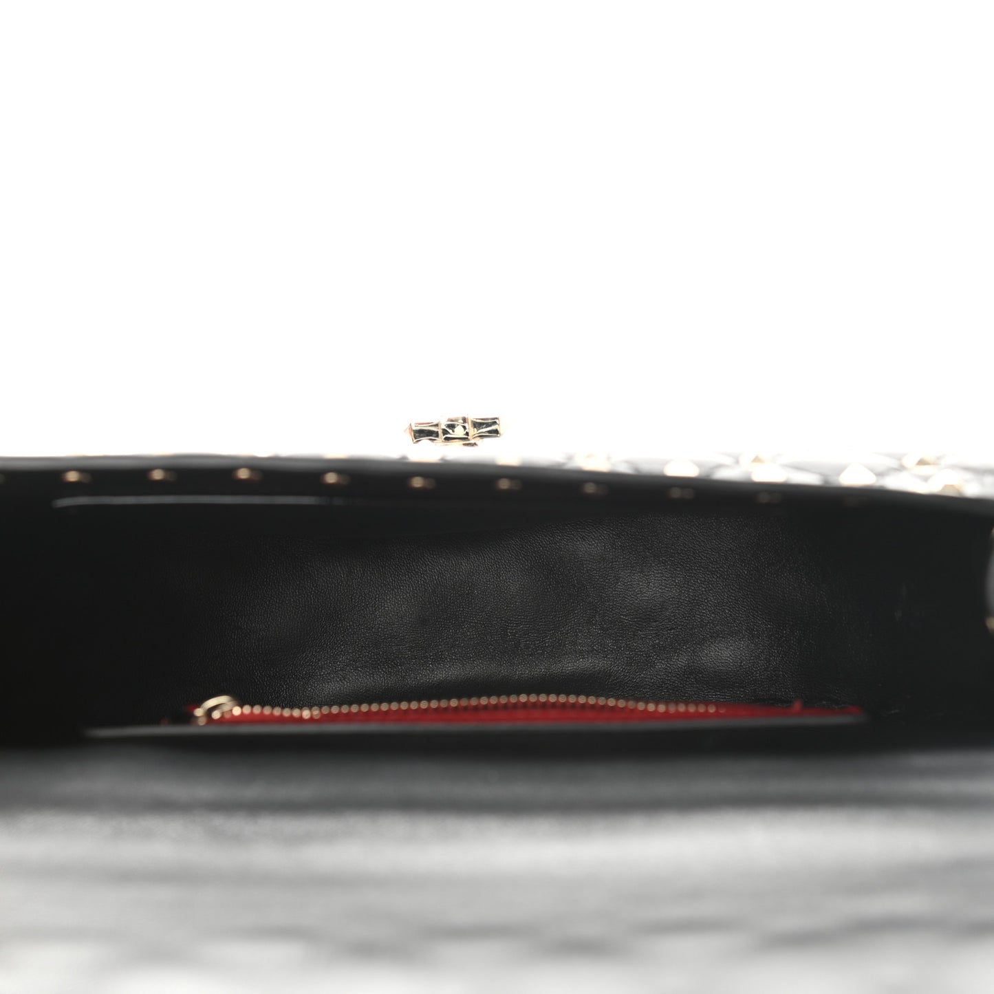 Patent Medium Rockstud Spike Halfmoon Saddle Bag Black