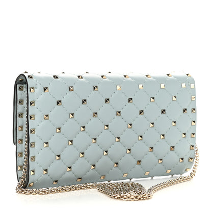 Valentino Garavani Nappa Rockstud Spike Wallet on Chain Celadon 3 of 8
