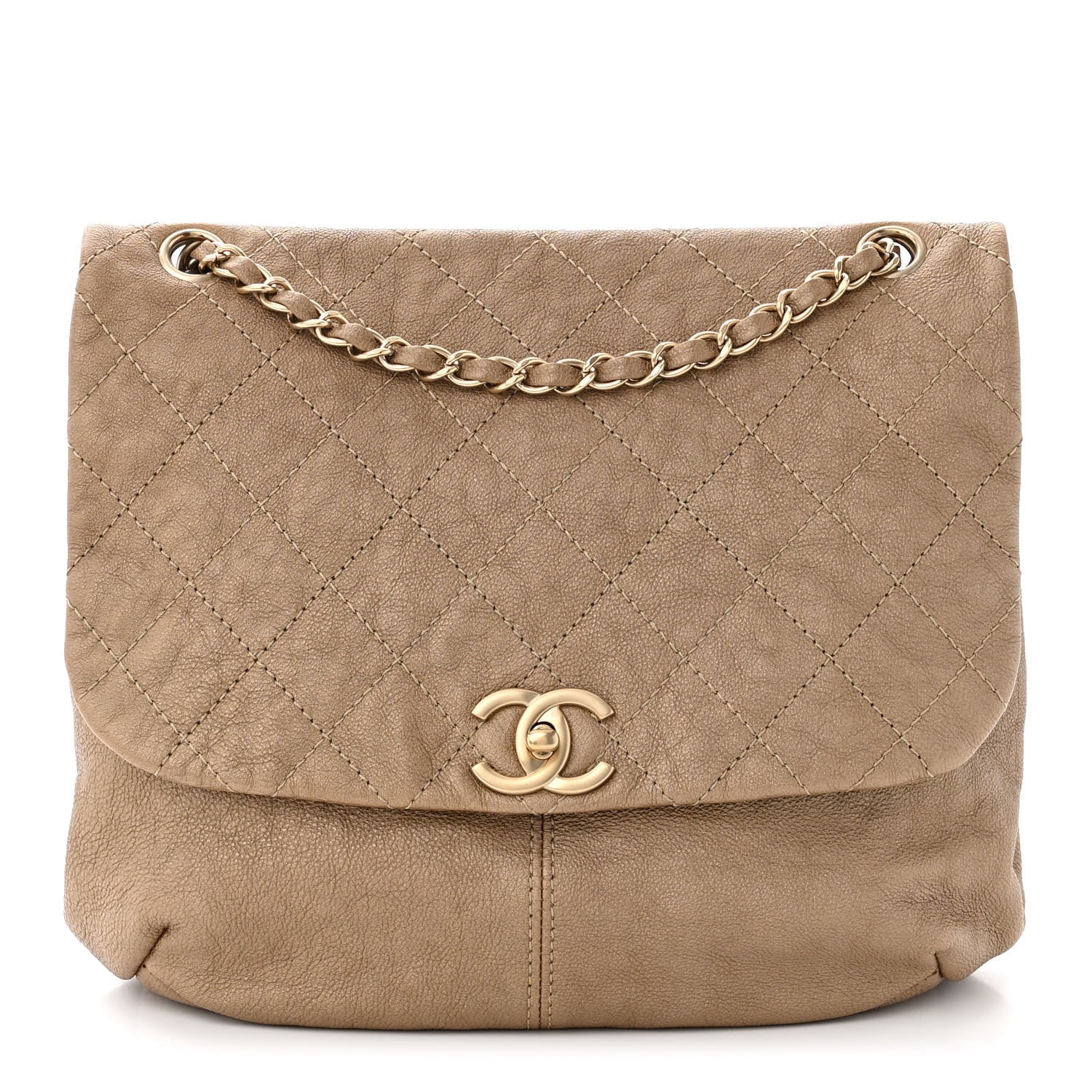 Chanel Metallic Calfskin Quilted Trianon Small Messenger Flap Gold 1 of 12