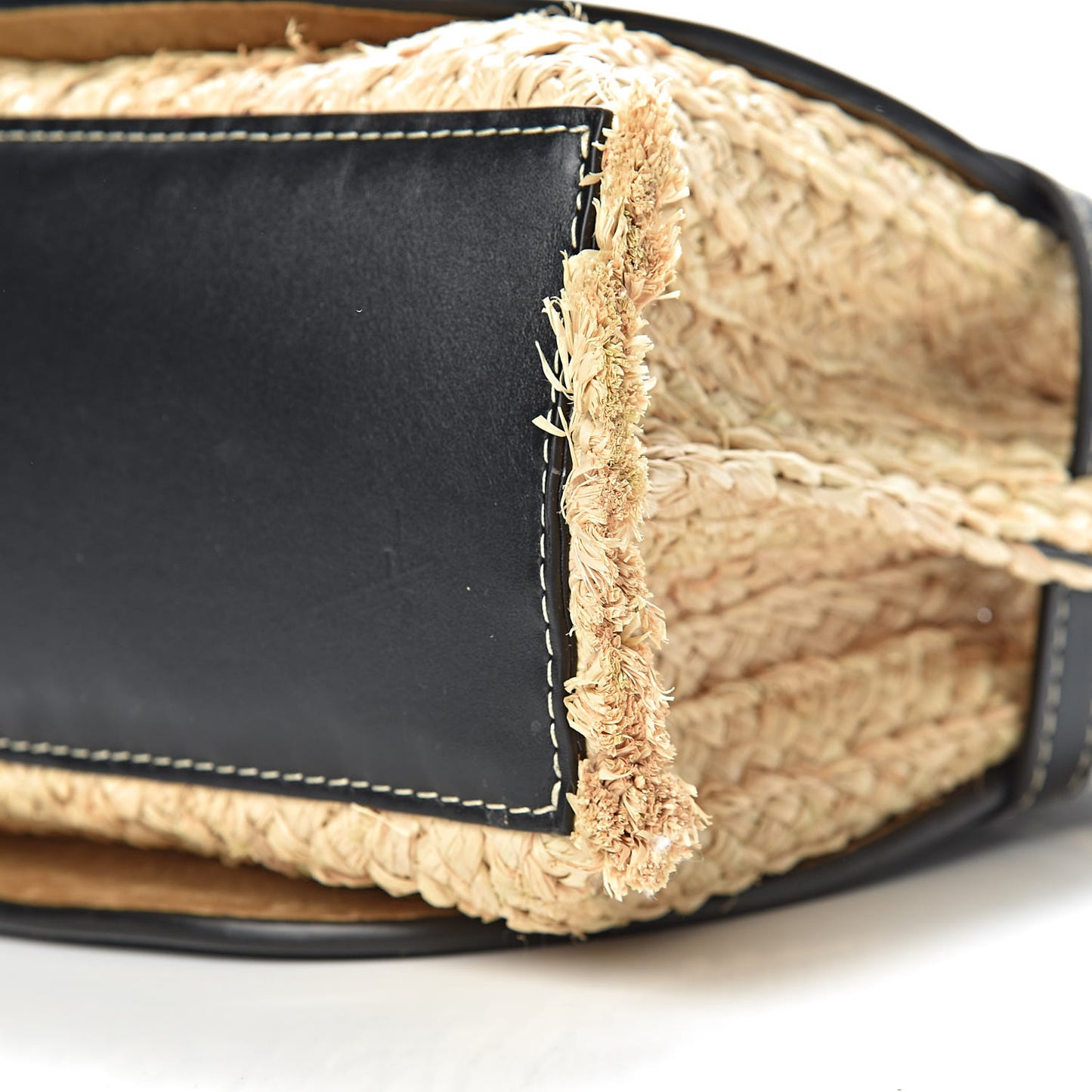 Calfskin Raffia Small Gate Tote Black