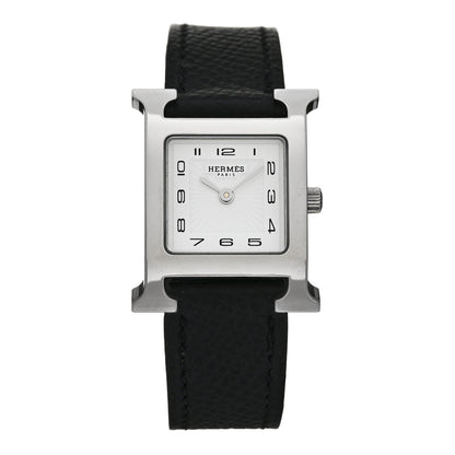 Hermes Stainless Steel Epsom 21mm Heure H Hour Quartz Watch Noir 1 of 5