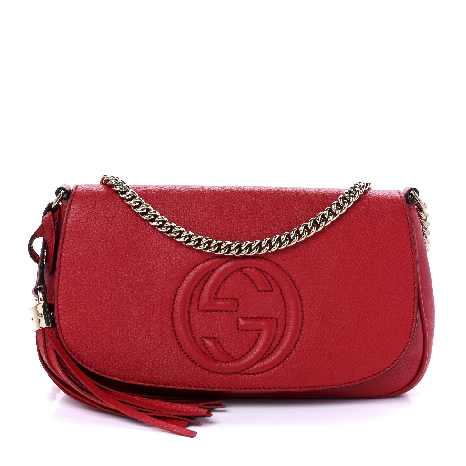 Gucci Pebbled Calfskin Medium Soho Flap Crossbody Tabasco Red 1 of 10
