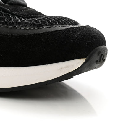 Chanel Calfskin Mesh Lycra Suede Womens Logo Sneakers 37.5 Black 8 of 8