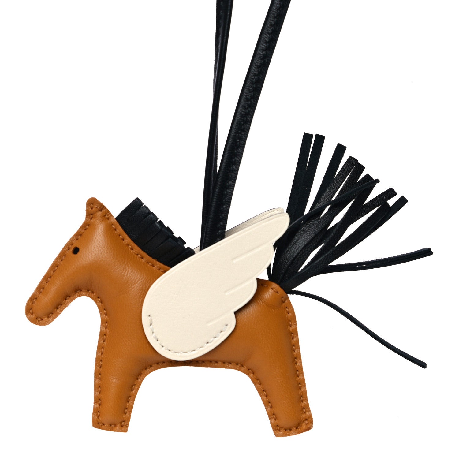 Hermes Milo Lambskin Grigri Rodeo Pegase Horse Bag Charm GM Sesame Black Nata 4 of 5