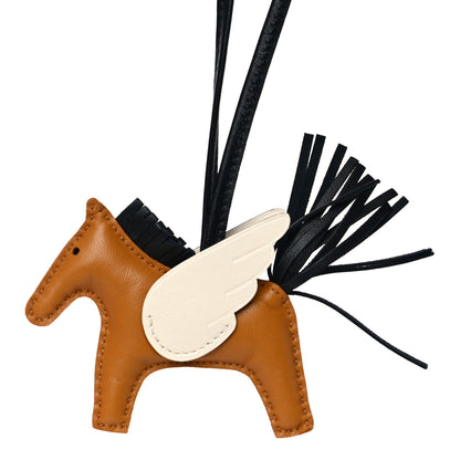 Hermes Milo Lambskin Grigri Rodeo Pegase Horse Bag Charm GM Sesame Black Nata 4 of 5