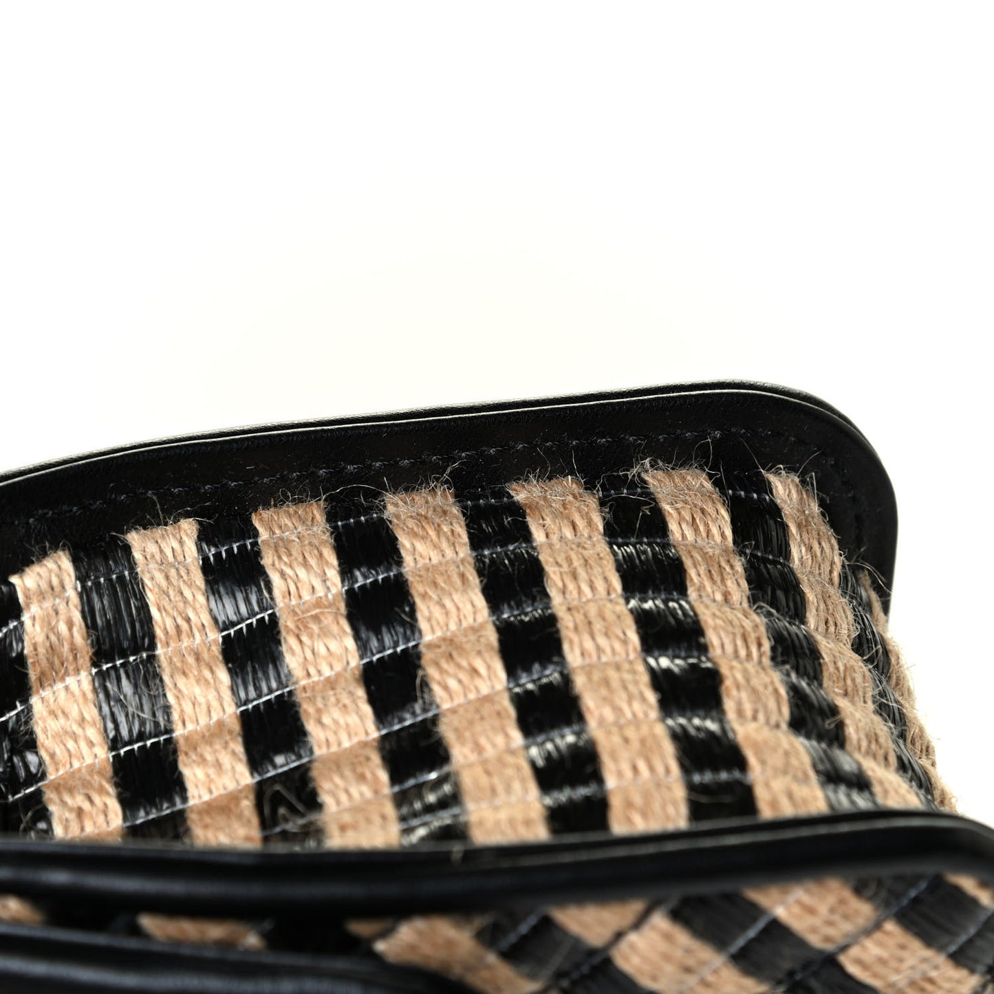 Raffia Jute Striped Mini Urban Jungle Flap Black Beige