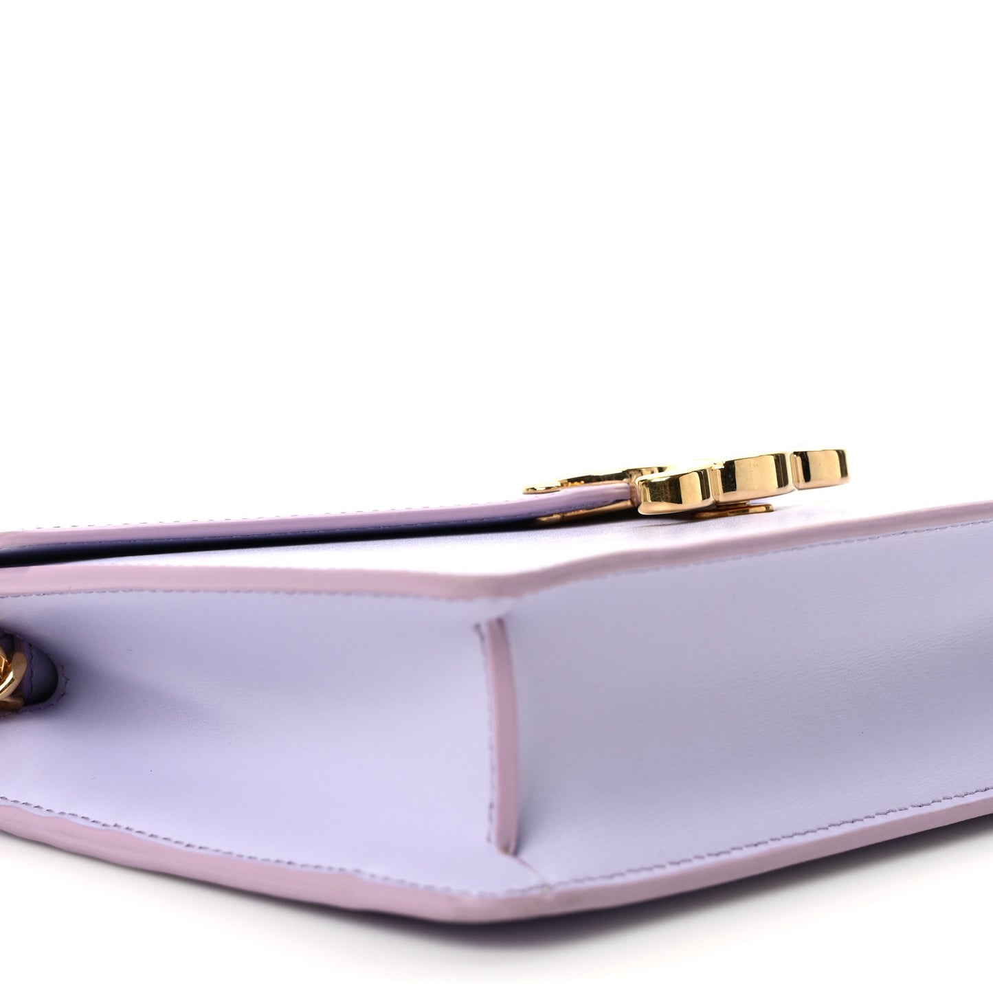 Shiny Calfskin Triomphe Margo Wallet on Chain Light Lavender