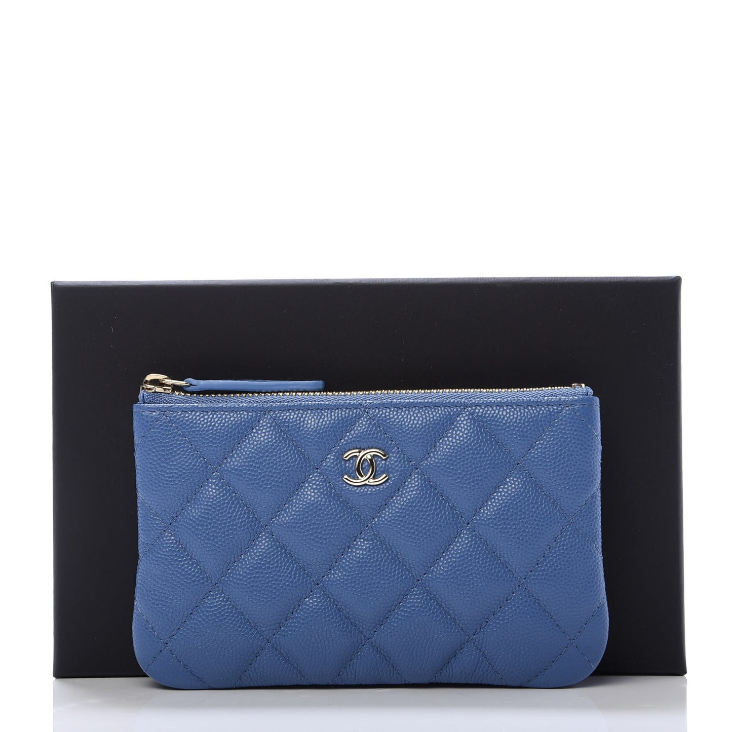 Caviar Quilted Small Cosmetic Case Blue