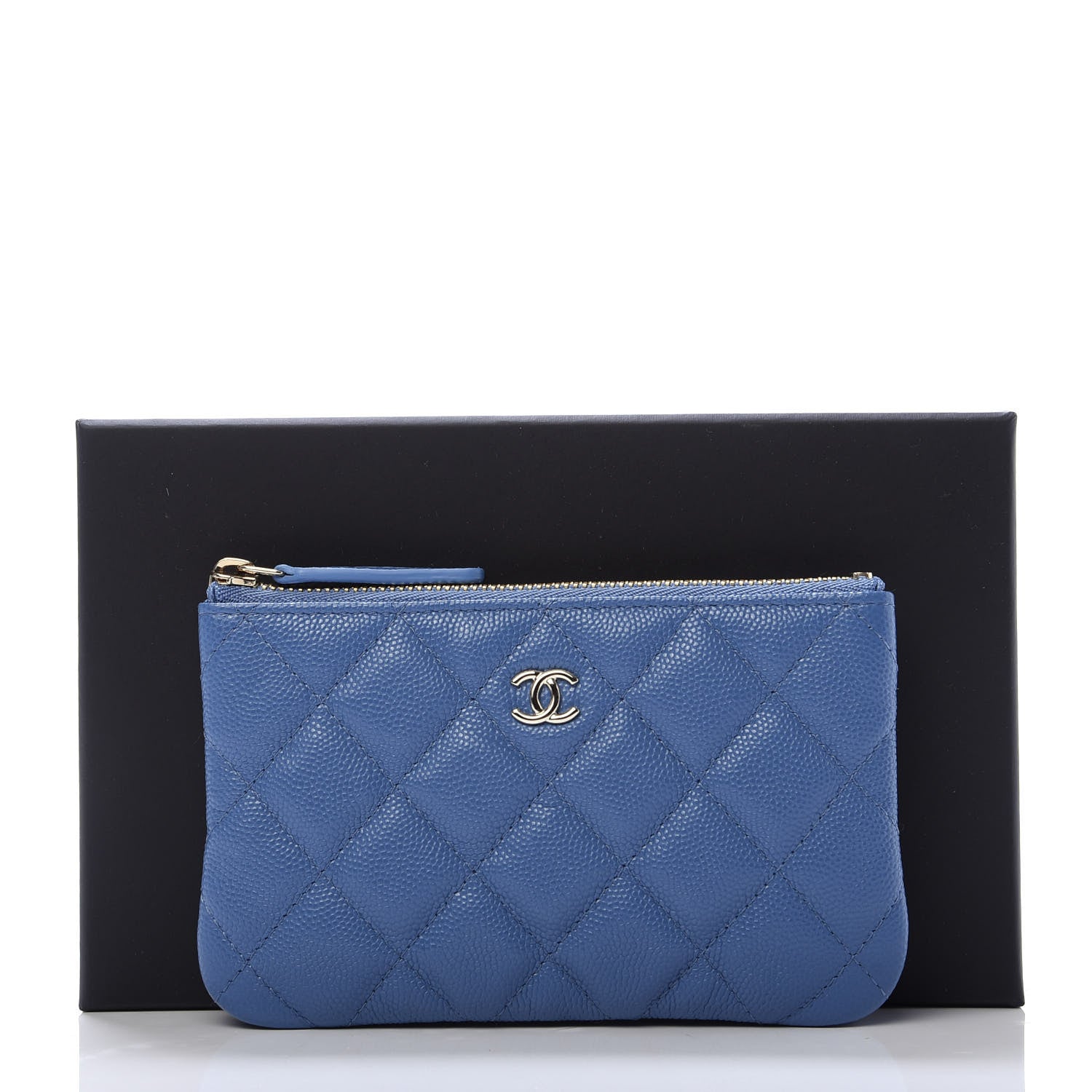 Chanel Caviar Quilted Small Cosmetic Case Blue 8 of 8