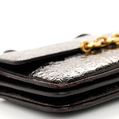 Saint Laurent Shiny Crocodile Embossed Calfskin Le Maillon Satchel Coffee 9 of 10