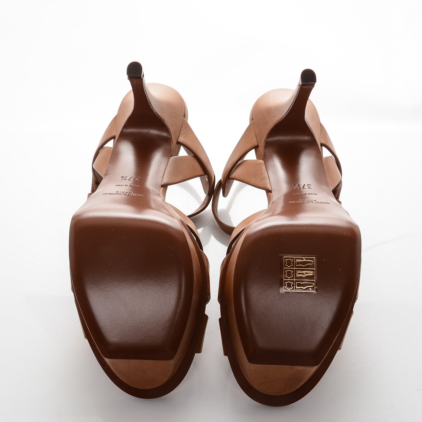 Calfskin Tribute 75 Platform Sandals 37.5 Amber