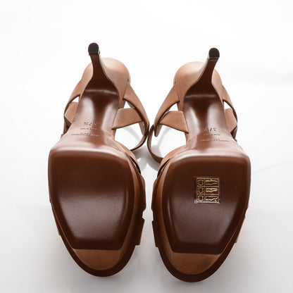 Saint Laurent Calfskin Tribute 75 Platform Sandals 37.5 Amber 5 of 8
