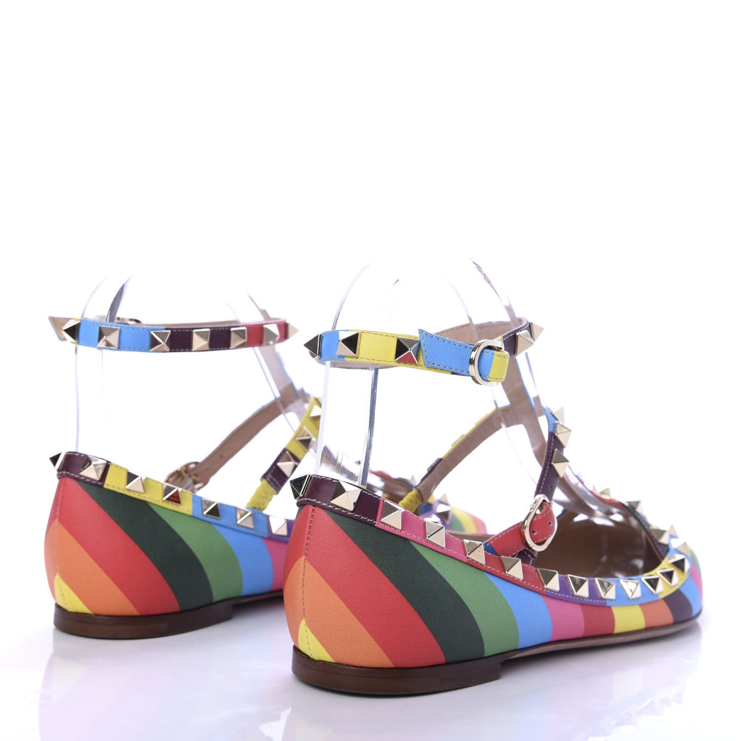 Calfskin 1973 Rockstud Cage Ballerina Flats 36.5 Multicolor