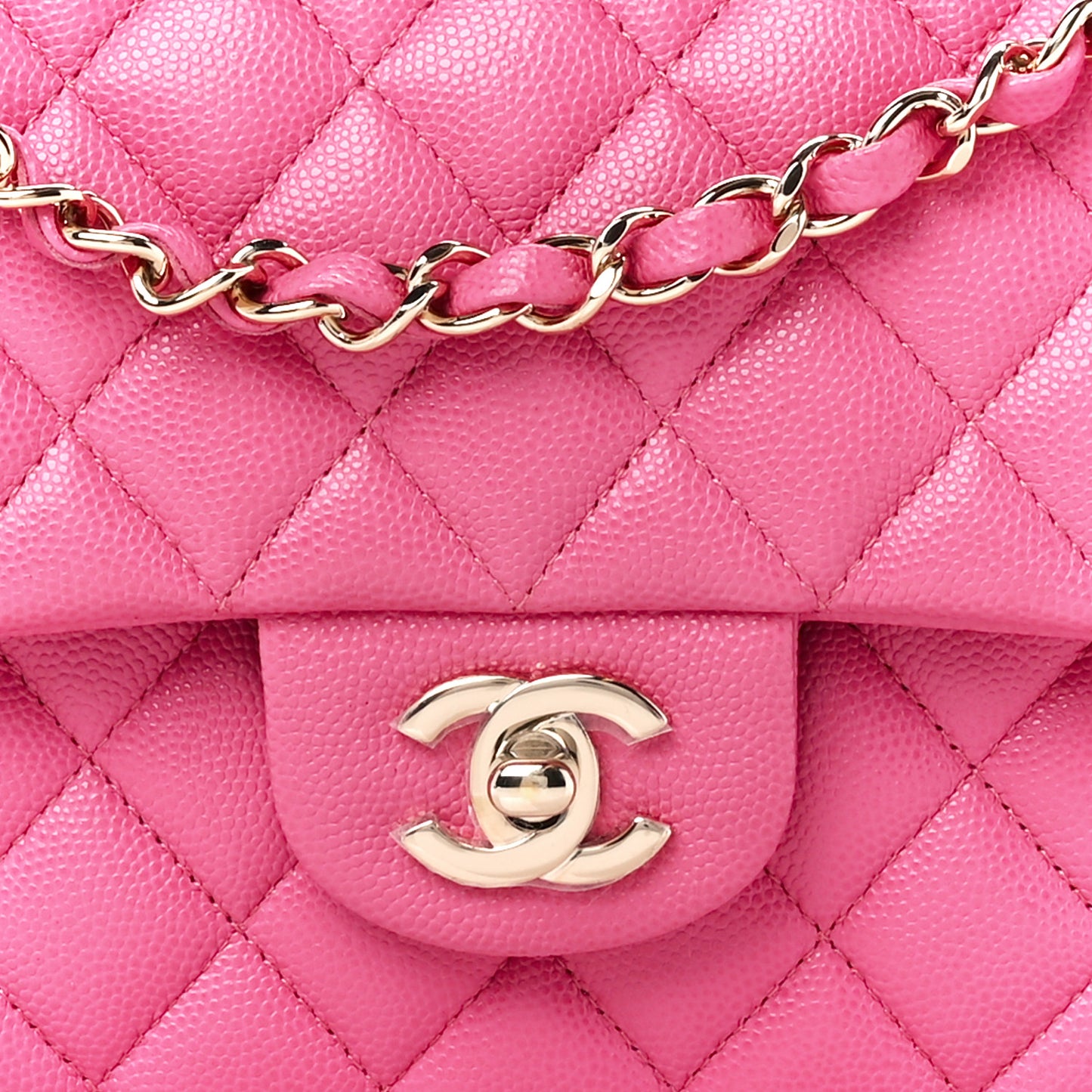 Caviar Quilted Medium Double Flap Pink