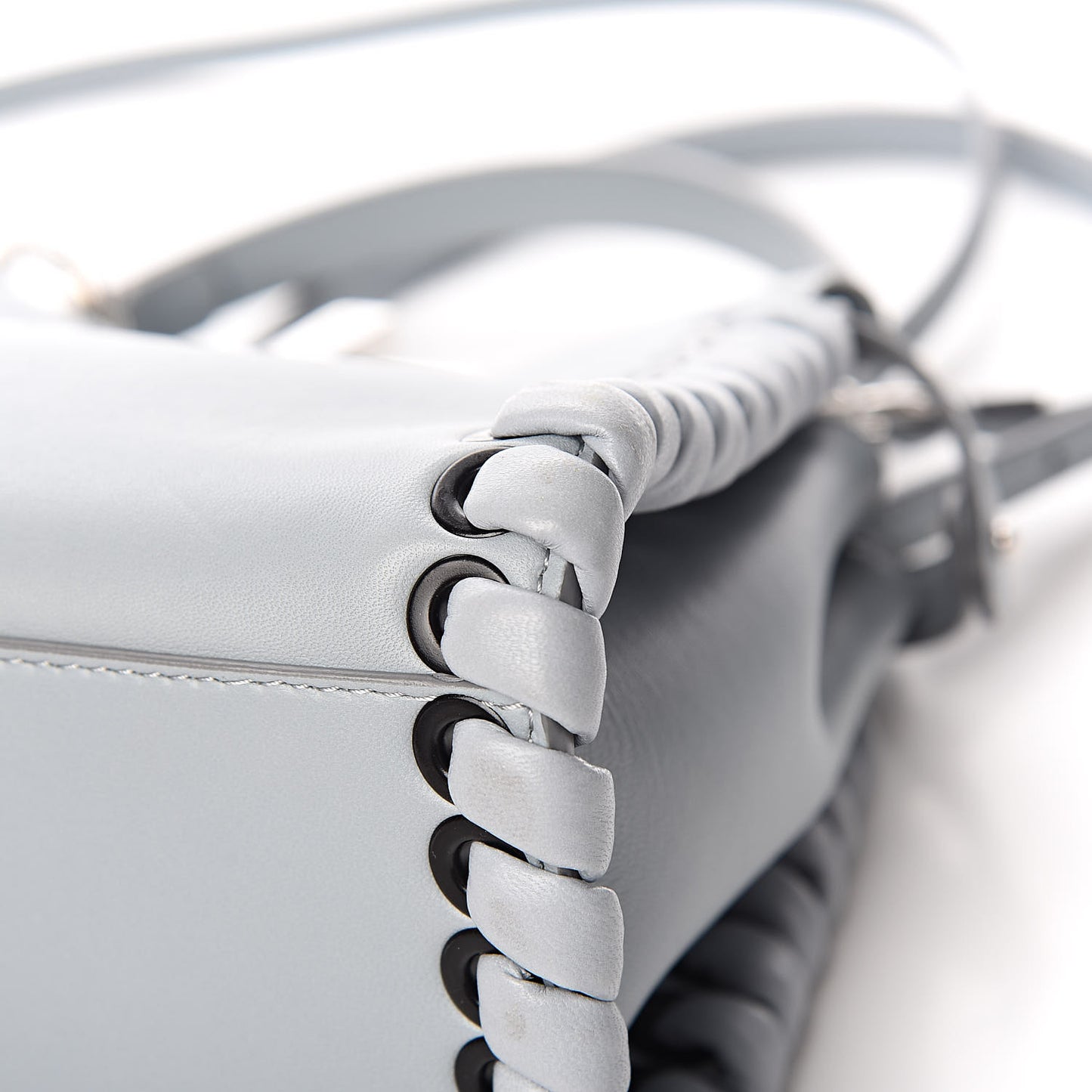 Nappa Lace Up Mini Peekaboo Iconic Satchel Azzurro Polvere