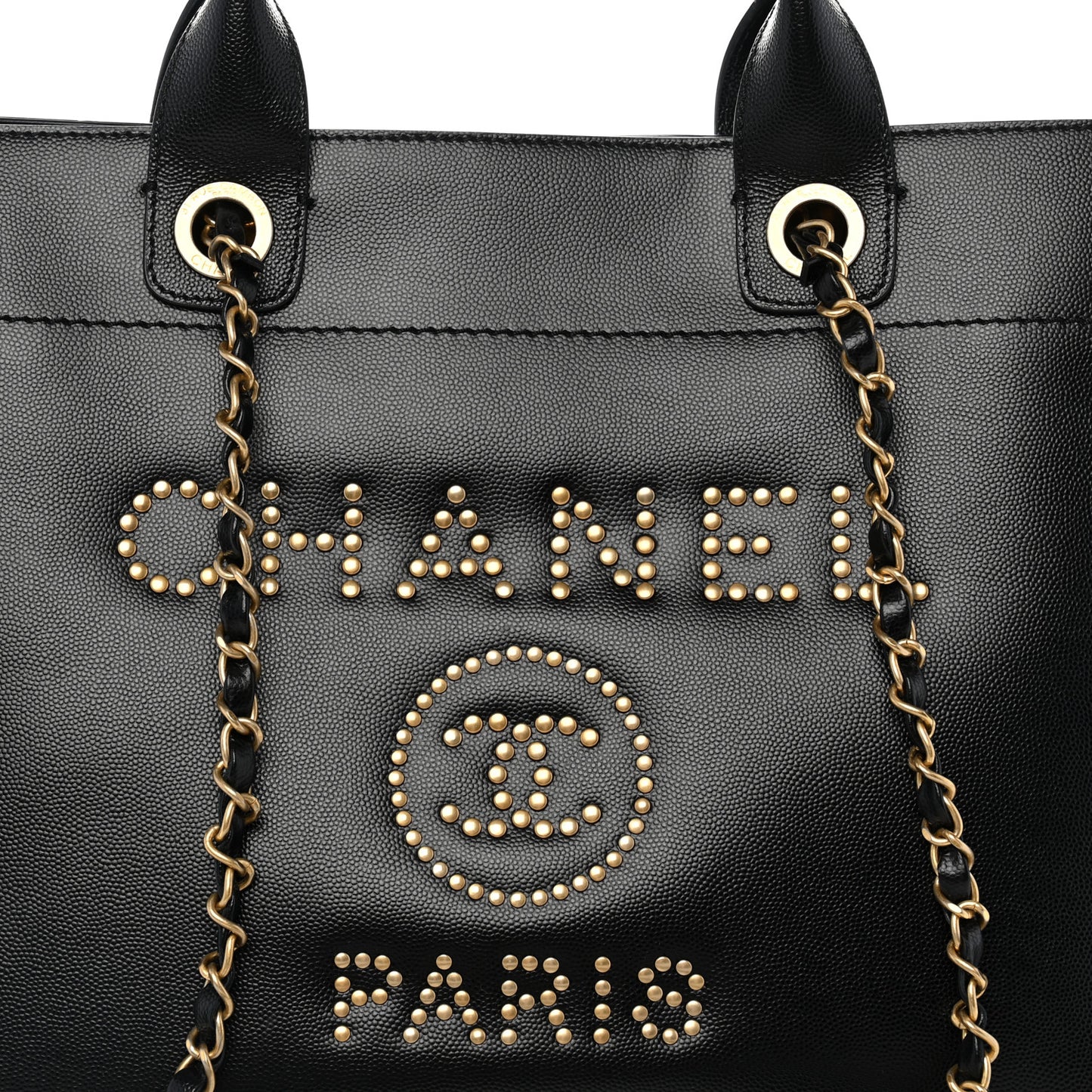 Caviar Small Studded Deauville Tote Black