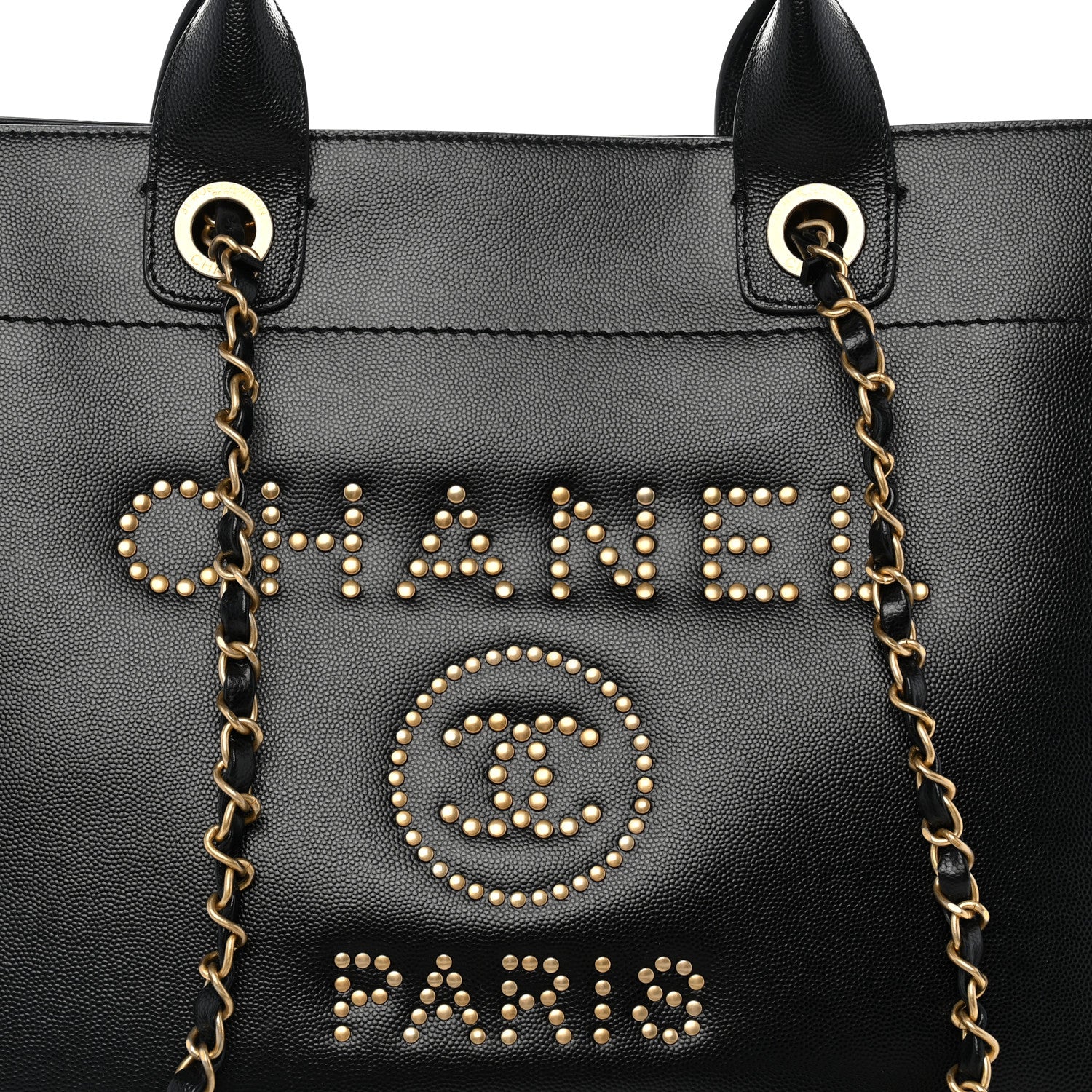 Chanel Caviar Small Studded Deauville Tote Black 8 of 11