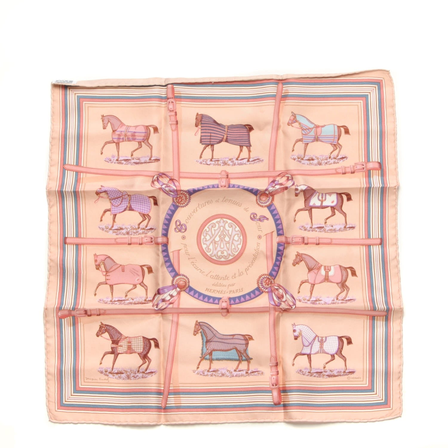 Hermes Silk Couvertures Et Tenues de Jour Pocket Square 1 of 6