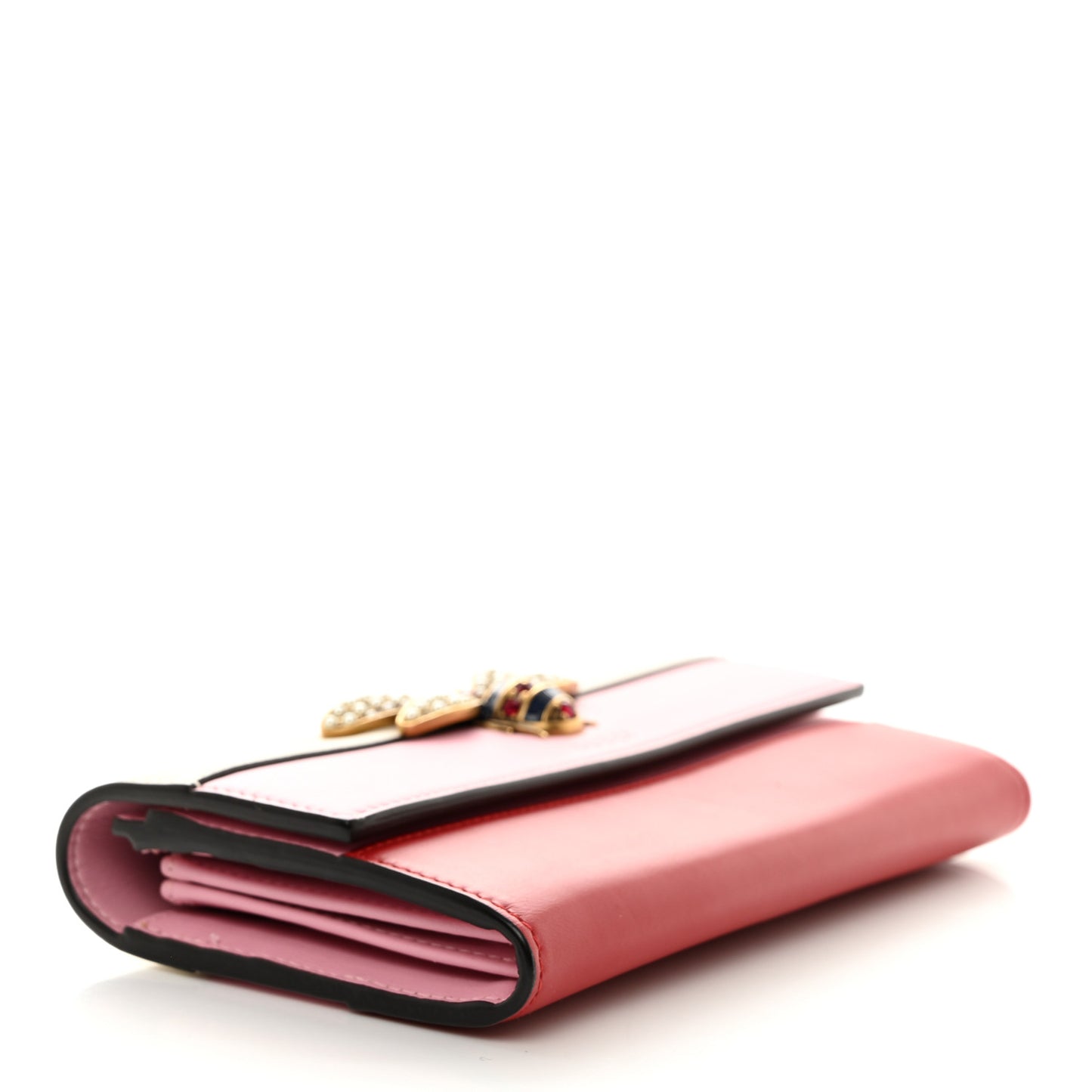 Calfskin Queen Margaret Flap Wallet Sugar Pink Hibiscus Red Mystic White