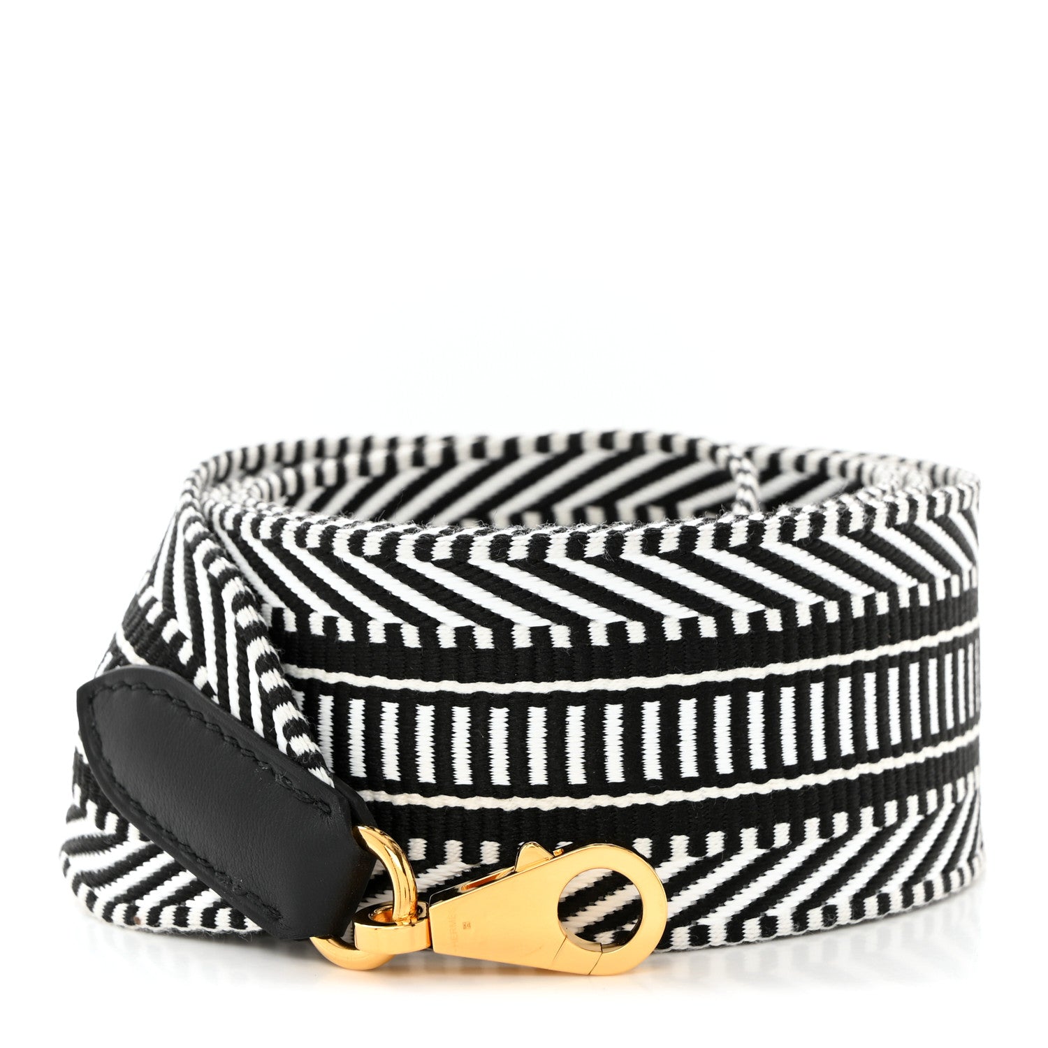 Hermes Toile Swift 50mm Sangle Cavale Shoulder Strap Black Ecru 1 of 6