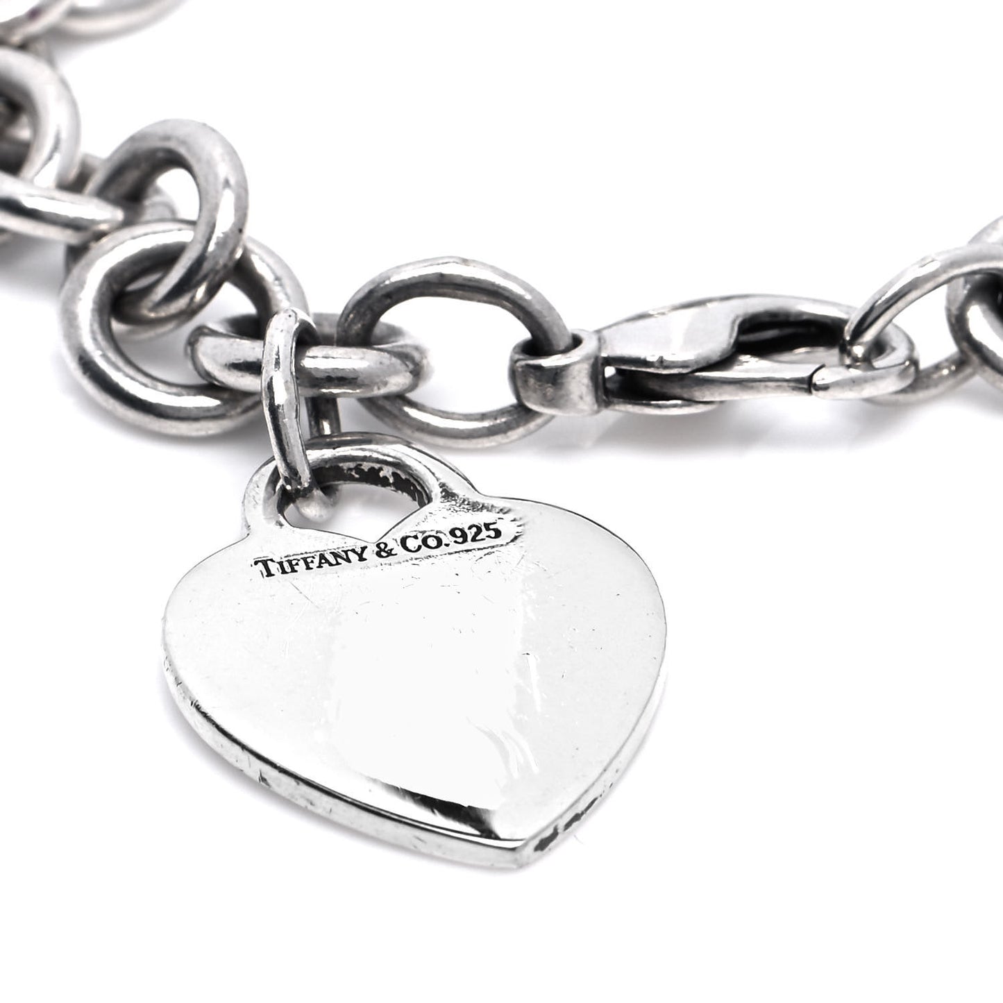 Sterling Silver Heart Tag Charm Bracelet