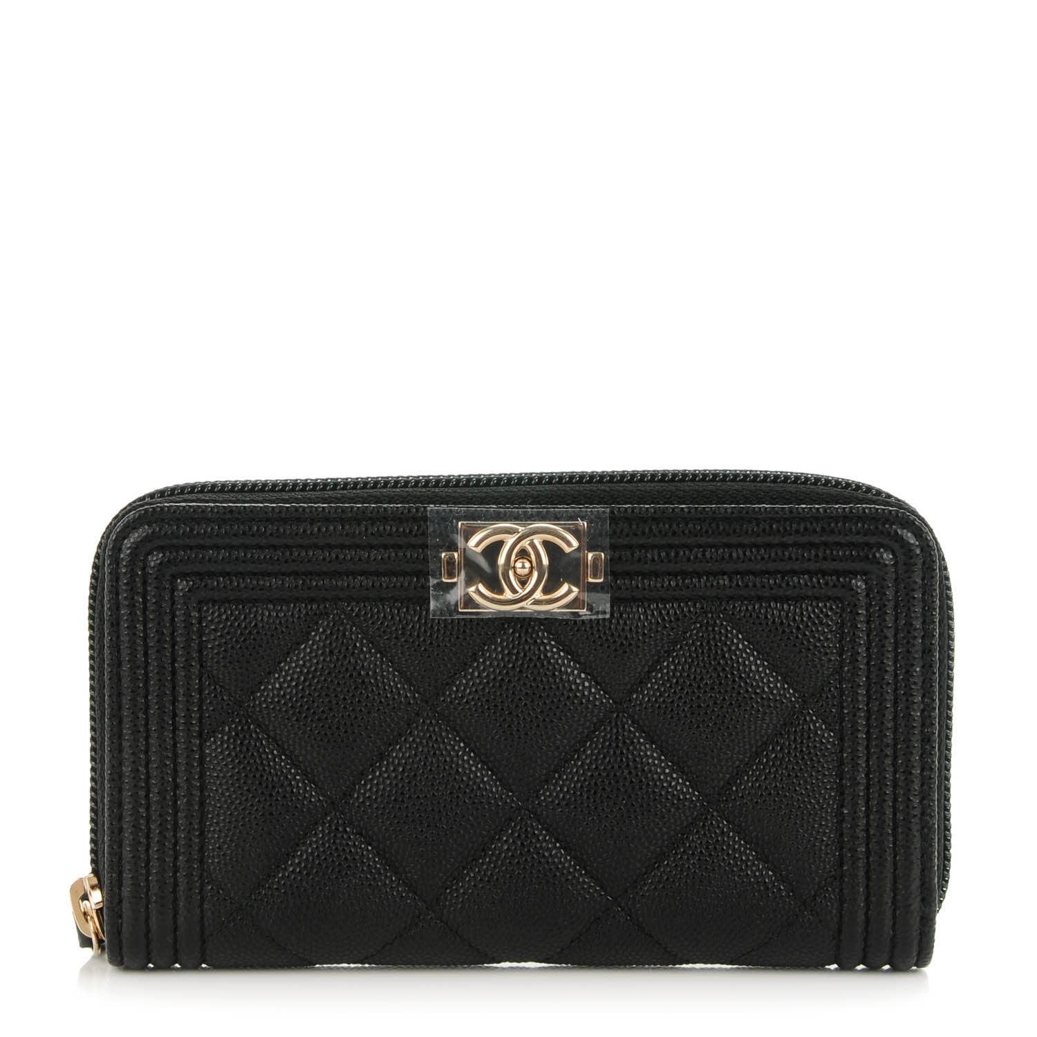 Chanel Caviar Quilted Boy Small Zip Around Wallet Black 1 of 6