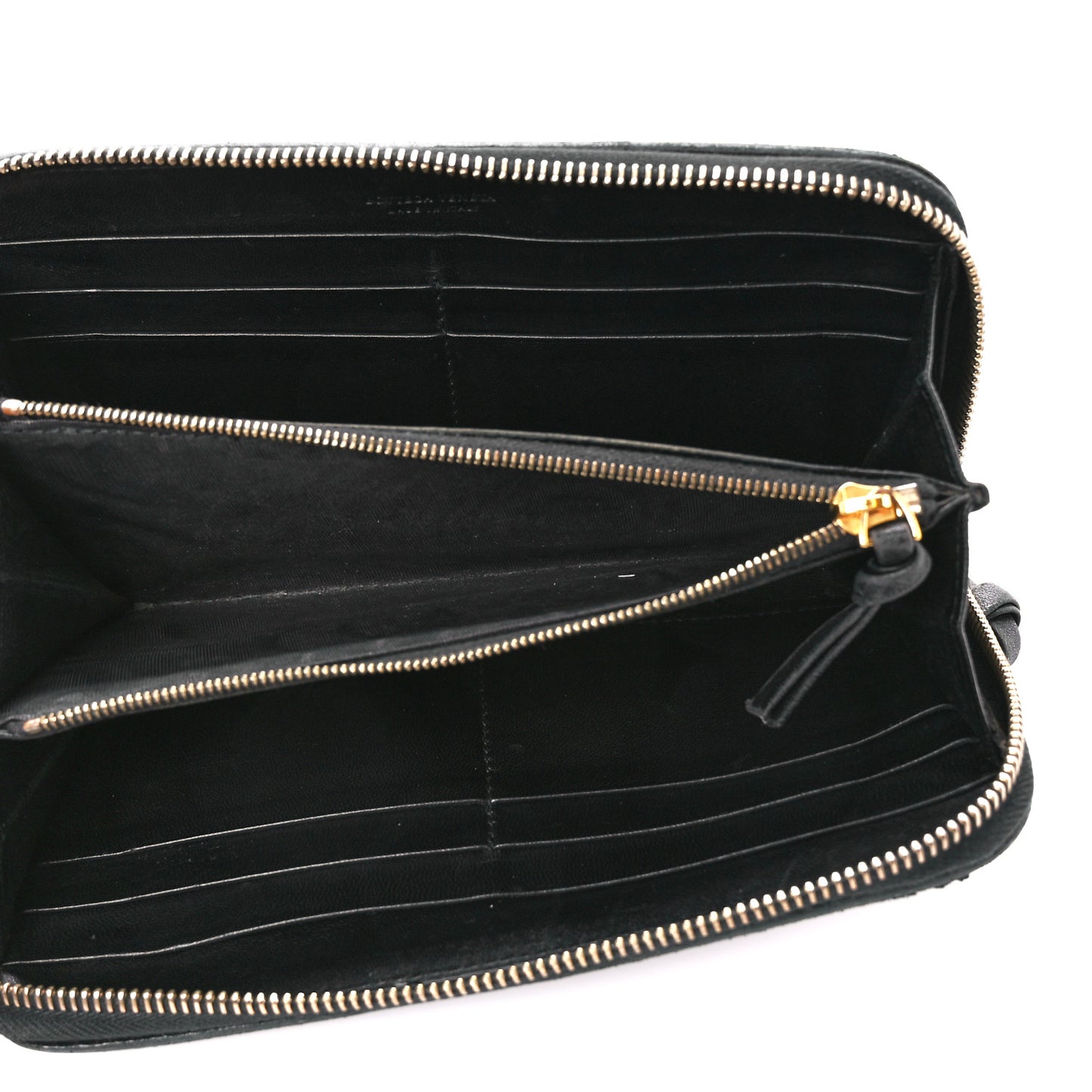 Nappa Intrecciato Zip Around Wallet Black