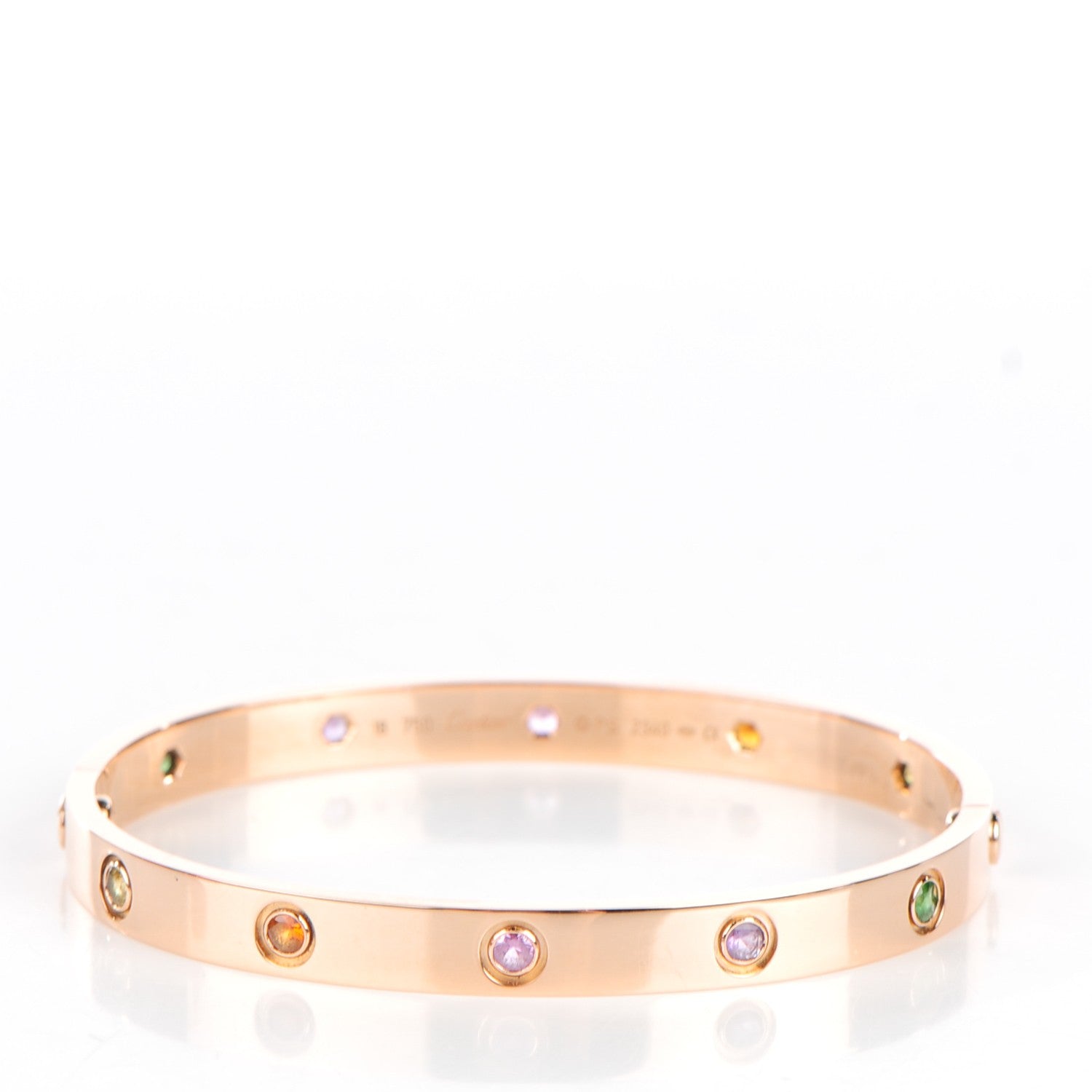 Cartier 18K Pink Gold Sapphire Garnet Amethyst LOVE Bracelet 18 3 of 7