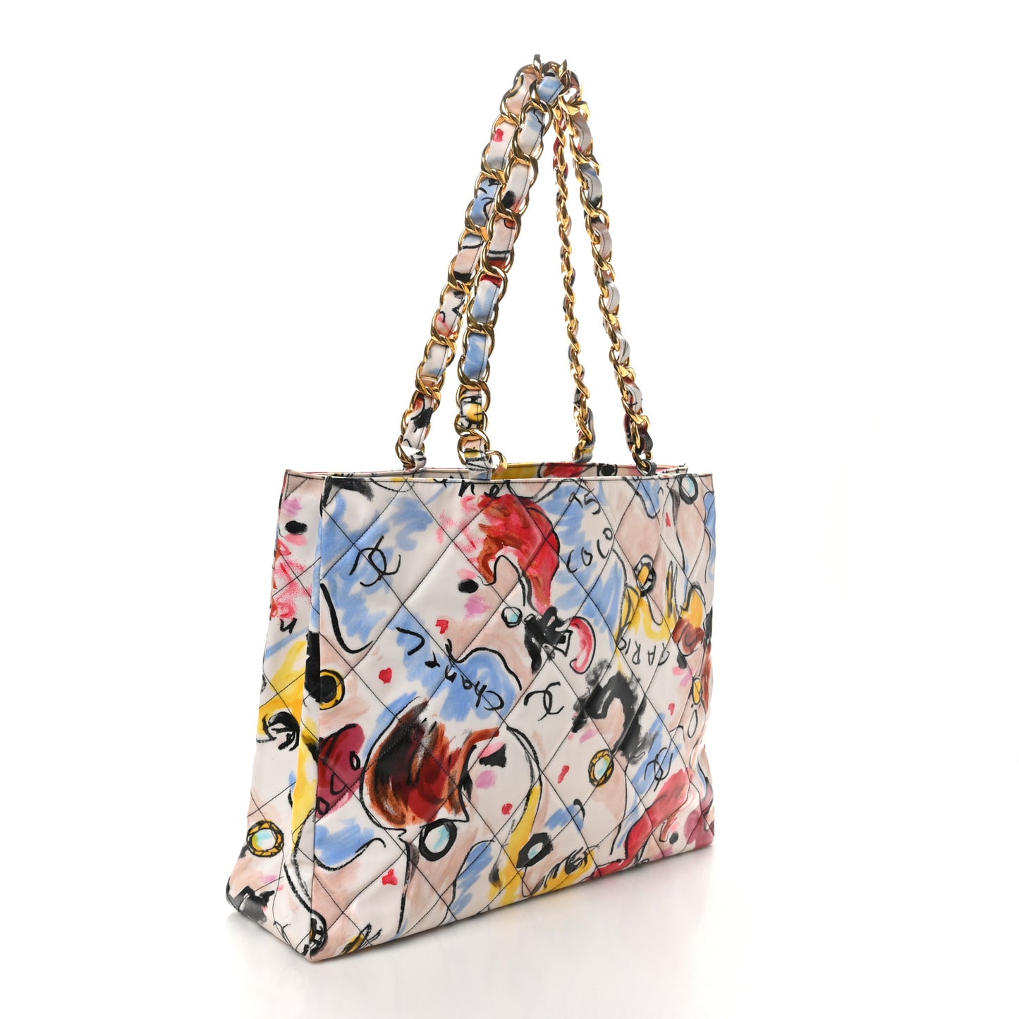 Coated Canvas XL Graffiti Tote Beige