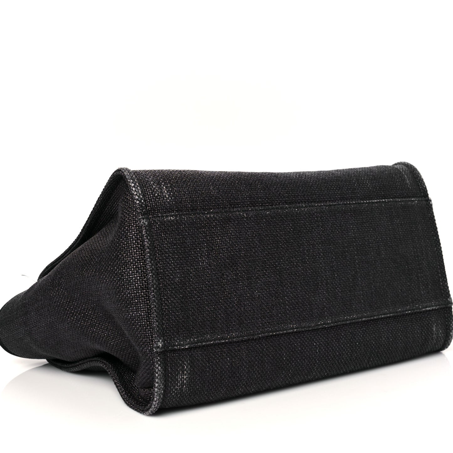 Woven Straw Raffia Medium Deauville Tote Black