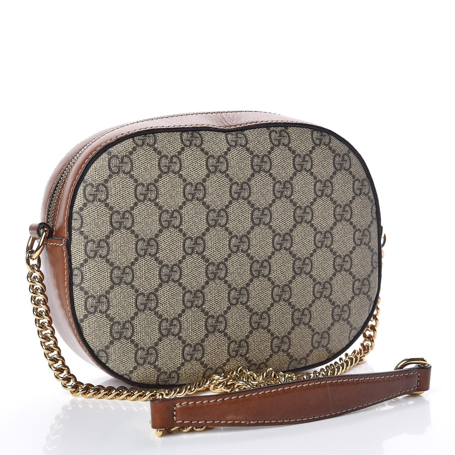 Gucci GG Supreme Monogram Cuoio Toscano Mini Chain Shoulder Bag Beige Ebony Cuir 3 of 10