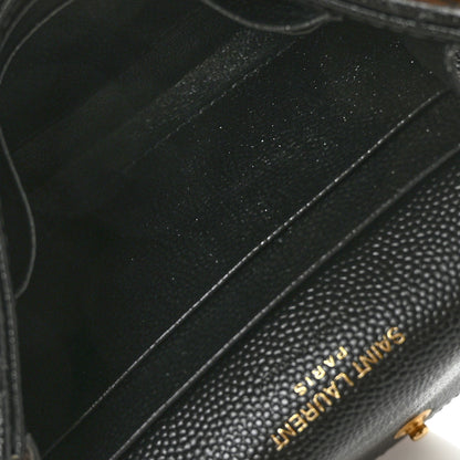 Saint Laurent Grain De Poudre Textured Mixed Matelasse Triquilt Small Monogram Envelope Wallet Black 5 of 7