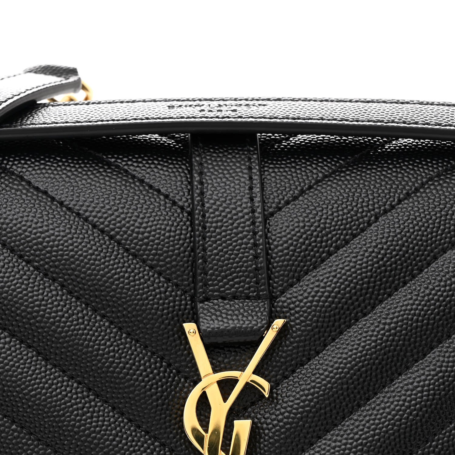 Saint Laurent Grain De Poudre Textured Mixed Matelasse Triquilt Medium Monogram Satchel Black 8 of 10