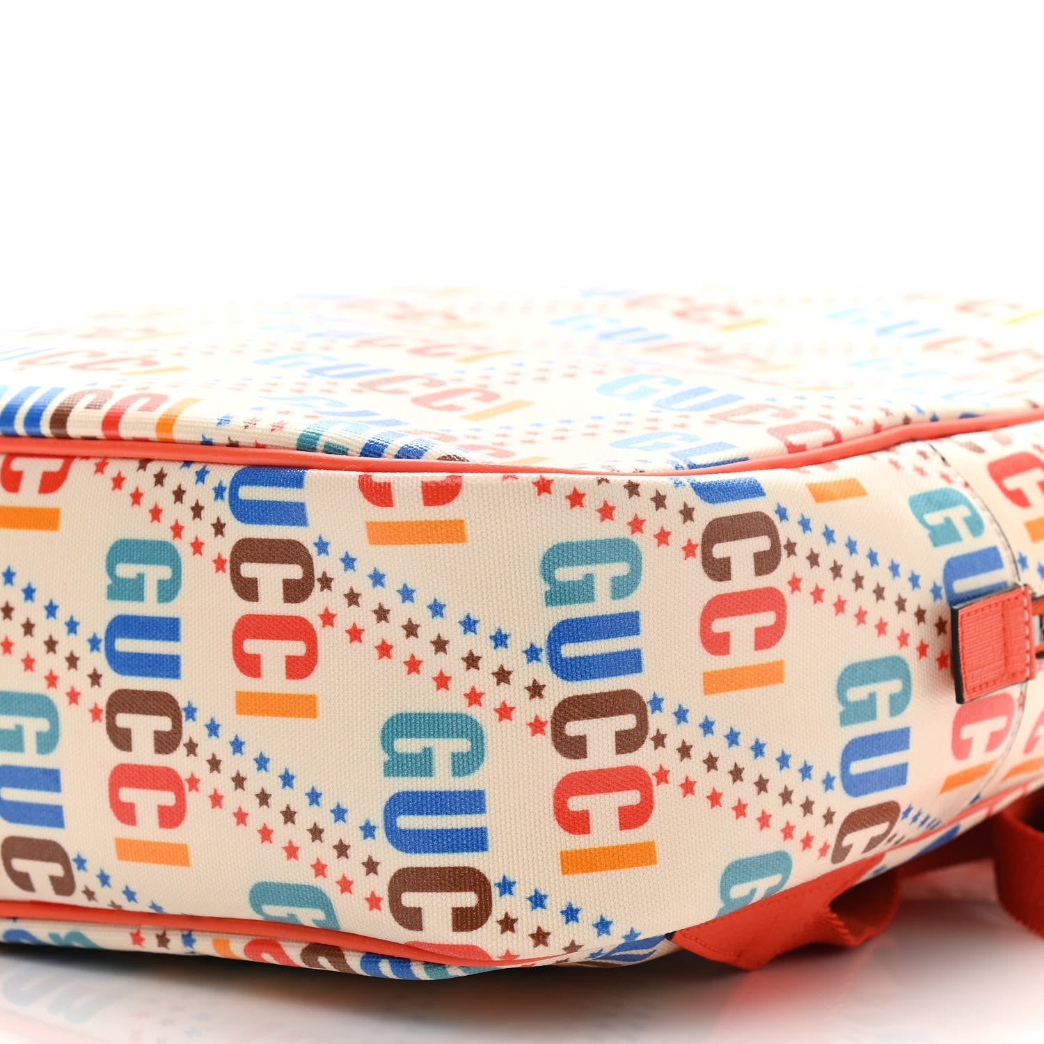 Gucci Coated Canvas Logo Star Print Childrens Dome Backpack Beige Multicolor Vibrant Orange 9 of 10