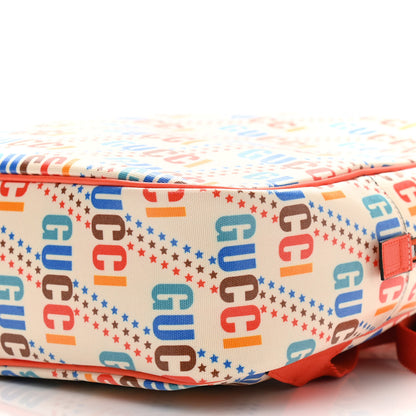 Gucci Coated Canvas Logo Star Print Childrens Dome Backpack Beige Multicolor Vibrant Orange 9 of 10