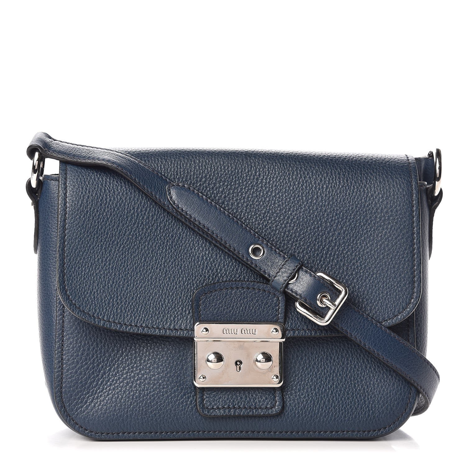 Miu Miu Vitello Phenix Madras Shoulder Bag Oltremare 1 of 13